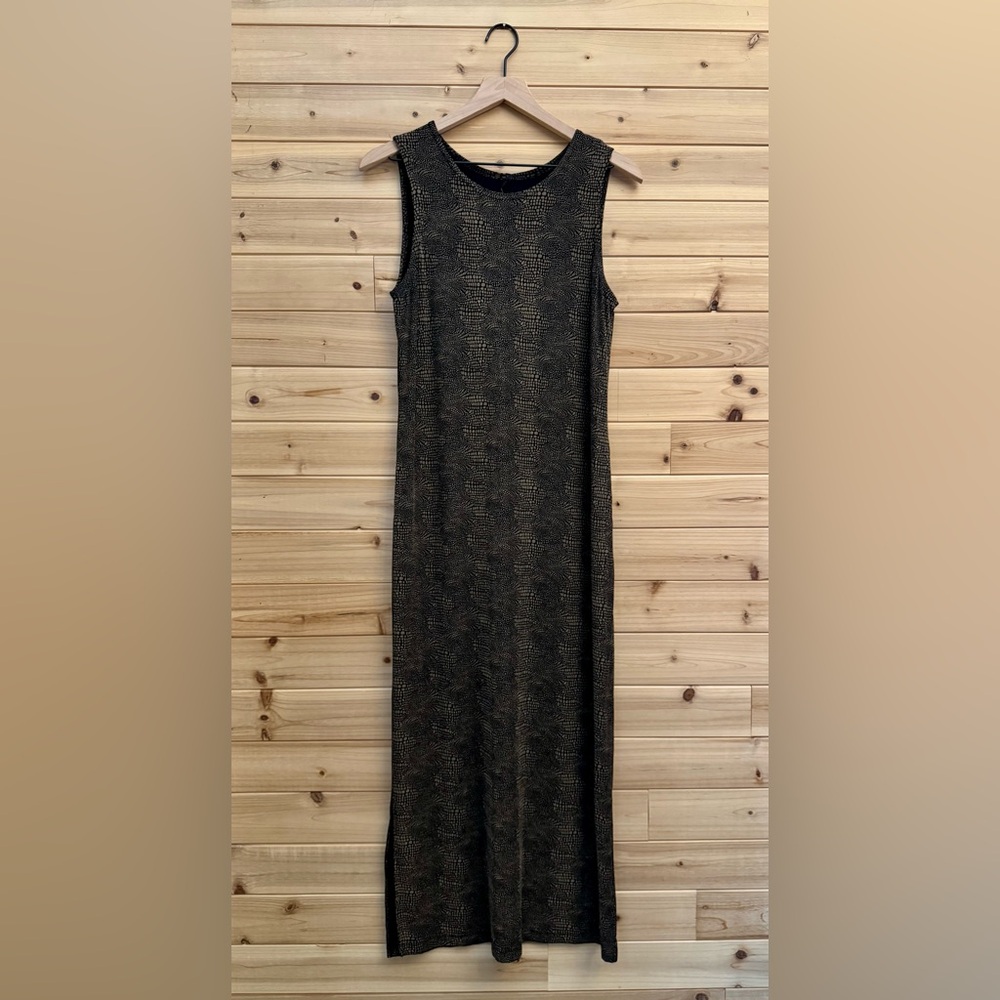 Vintage Molly Malloy Size Medium Stretchy Snakeskin High Neck Tank Maxi Dress